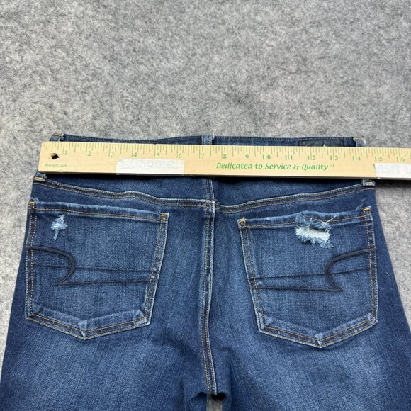 American Eagle Jeans Womens 8 Long Jegging 360 Super Stretch Distressed Skinny - Picture 11 of 13
